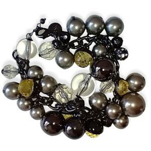 Y2K Grace Adele Bubble Beaded Bracelet Charms Glass Statement Gunmetal Statement